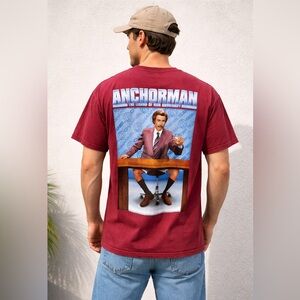 ANCHORMAN Ron Burgundy Channel 4 Graphic Tee Unisex T-Shirt Adult Sz M NWOT